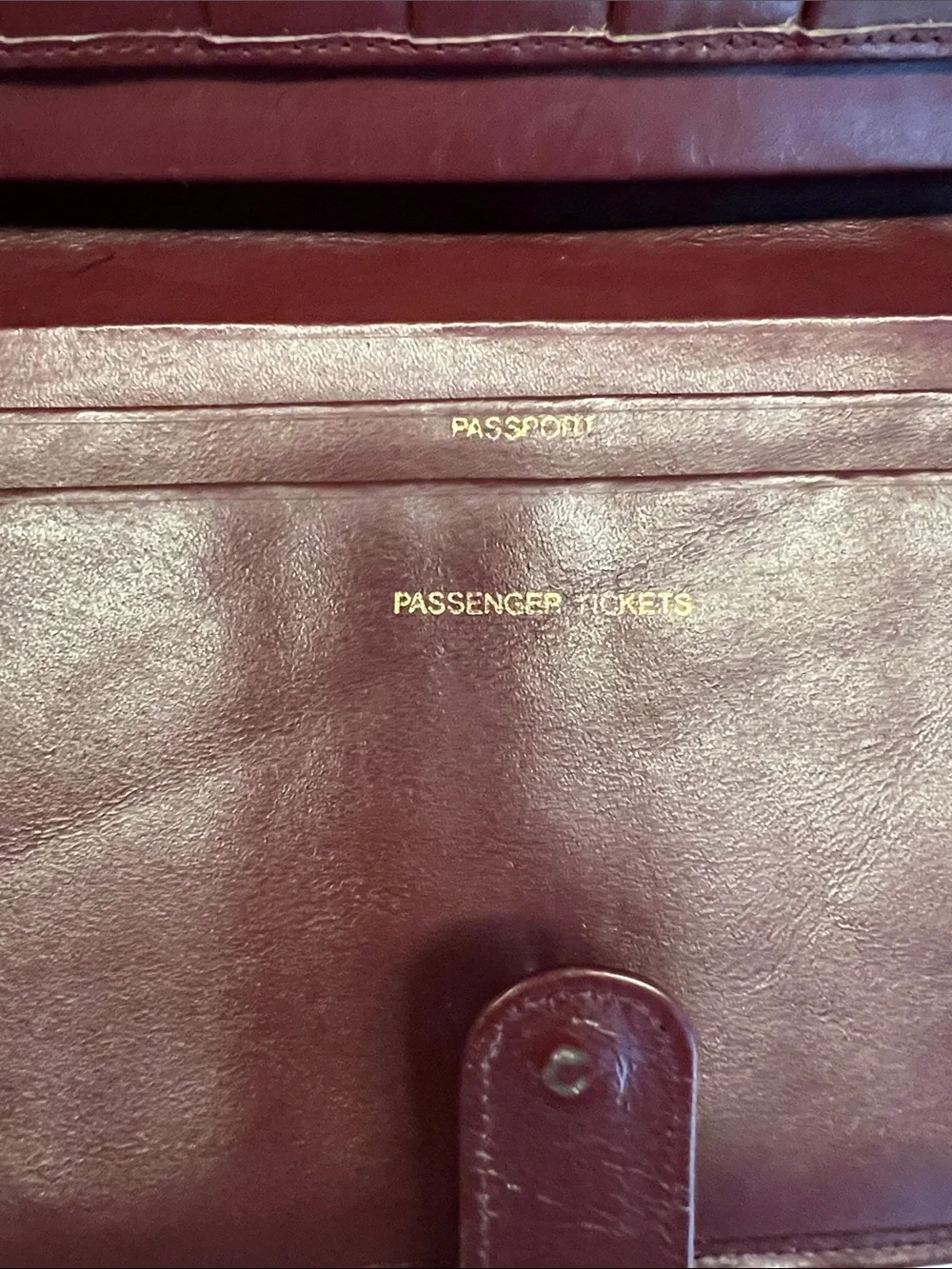 Cartier VINTAGE Burgundy Leather Document Folio with Gold Corners